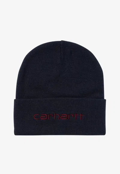 Carhartt American Script Beanie In Blue