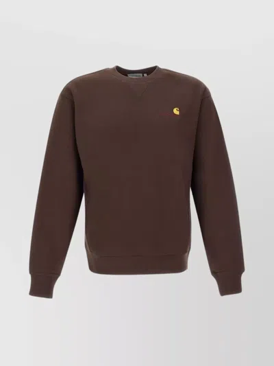 Carhartt "american Script" Cotton Sweatshirt In Brown