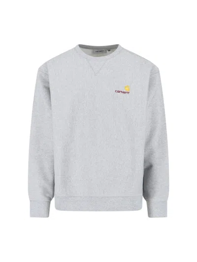 Carhartt 'american Script' Crew Neck Sweatshirt In Gray