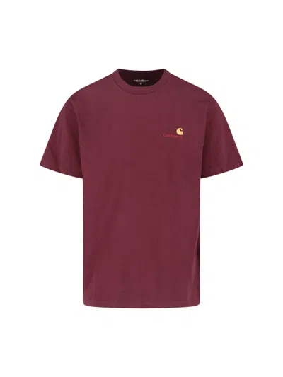 Carhartt 'american Script' Crew Neck T-shirt In Red
