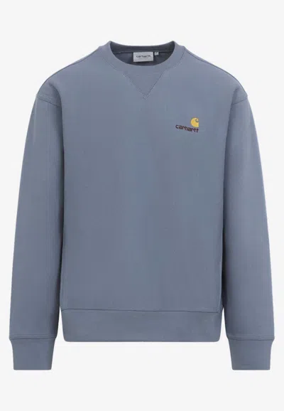 Carhartt American Script Crewneck Sweatshirt In Blue