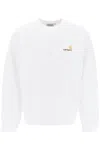 Carhartt White American Script Cotton Blend Sweatshirt In White