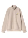 Carhartt Beige American Script Half Zip Sweatshirt In Neutral