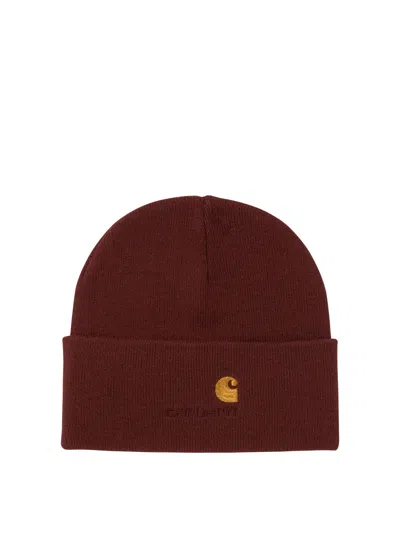 Carhartt American Script Hats In Burgundy