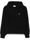 Carhartt Wip Black Cotton Hooded American Script Sweat In Black