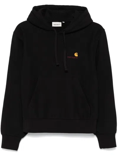 Carhartt W Hooded American Script Sweatshirt In Black