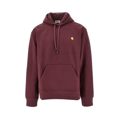 Carhartt American Script Hoodie In Burgundy