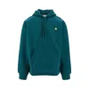 Carhartt Wip Hooded American Script Sweat In Green