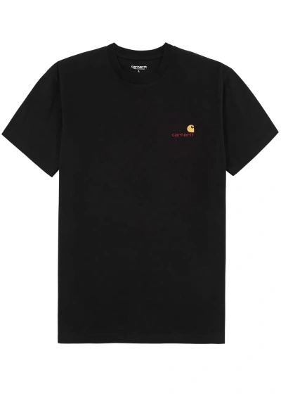 Carhartt American Script Logo-embroidered Cotton T-shirt In Black