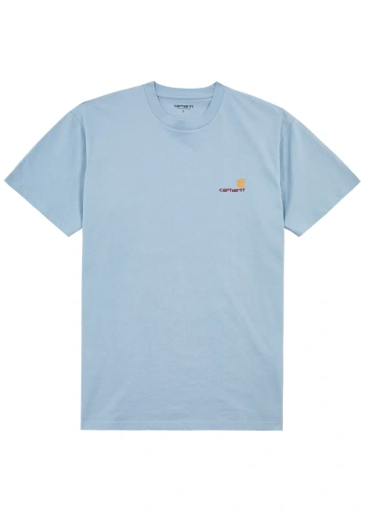 Carhartt American Script Logo-embroidered Cotton T-shirt In Blue