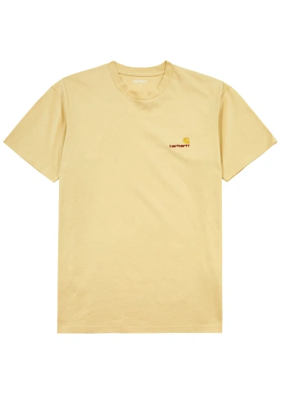 Carhartt American Script Logo-embroidered Cotton T-shirt In Yellow