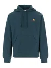 Carhartt Mens Deep Lagoon American Script Logo-embroidered Cotton Hoody Xl In Blue