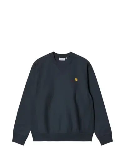 Carhartt American Script Logo Sweatshirt In Blue