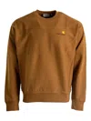 Carhartt American Script Logo Sweatshirt In Brown