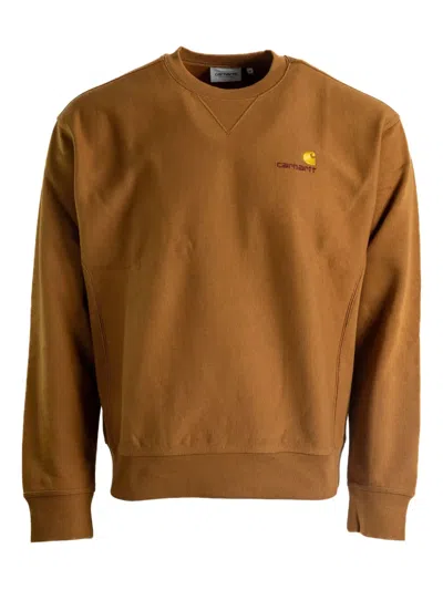 Carhartt American Script Logo Sweatshirt In Brown