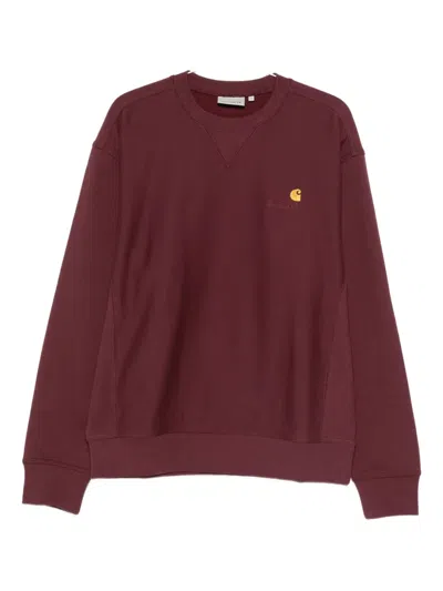 Carhartt American Script Logo Sweatshirt In Burgundy