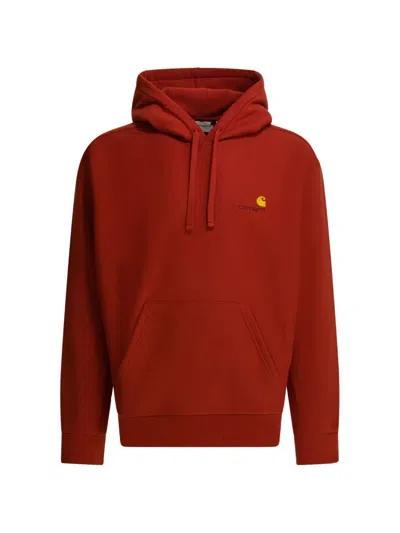 Carhartt American Script Logo-embroidered Drawstring Hoodie In Red
