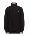 Carhartt American Script Cotton-blend Jersey Half-zip Sweatshirt In Black
