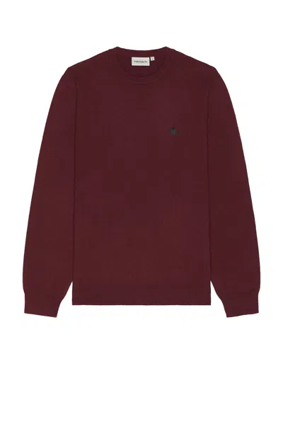 Carhartt American Script Sweater In Malbec