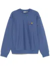 Carhartt Logo-embroidered Cotton-blend Jersey Sweatshirt In 蓝色