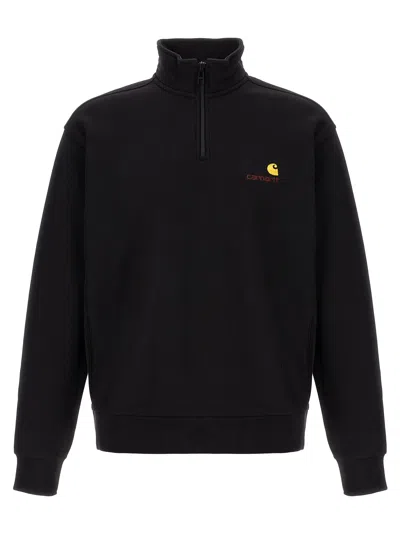 Carhartt Script Sweatshirt With Ribbed Cuffs And Hem In Black