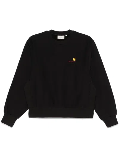 Carhartt American Script Sweatshirt In Black / Silver