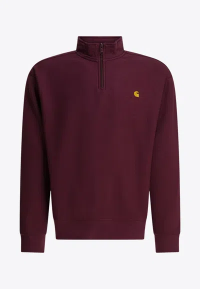 Carhartt American Script Sweatshirt In Burgundy