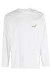 Carhartt Fleeced Cotton American Script Crew-neck Sweatshirt With Emb In White