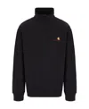 Carhartt Wip Logo Embroidered Half-zipped Sweatshirt In Black