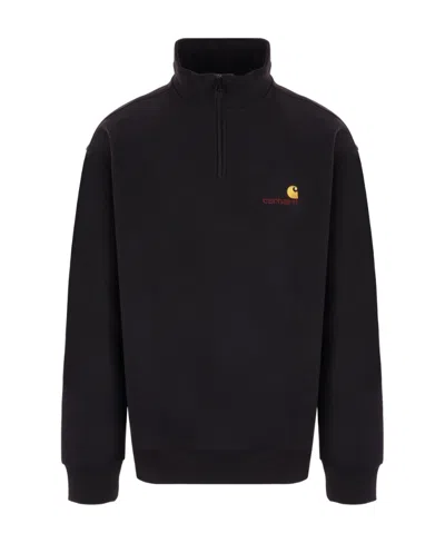 Carhartt American Script Zip-up Sweatshirt In Black
