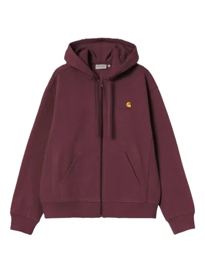 Carhartt American Zip Hoodie In Burgundy