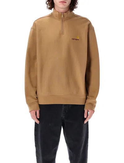 Carhartt Cotton Blend Crew Neck American Script Sweat In Nude