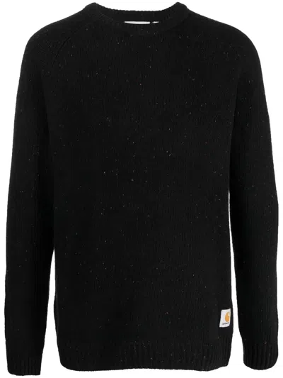 Carhartt Crew Neck Sweater With Logo Patch In Black