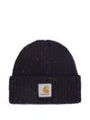 Carhartt Wip Speckled Lokers Black Wool Anglistic Beanie In Purple