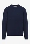 Carhartt Crew Neck Speckled Knit Sweater With Ribbed Cuffs In Blue