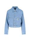 Carhartt 'arca' Denim Cropped Jacket In Light Blue
