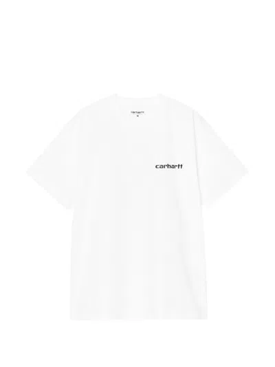 Carhartt Logo Print Cotton Crew Neck T-shirt In White