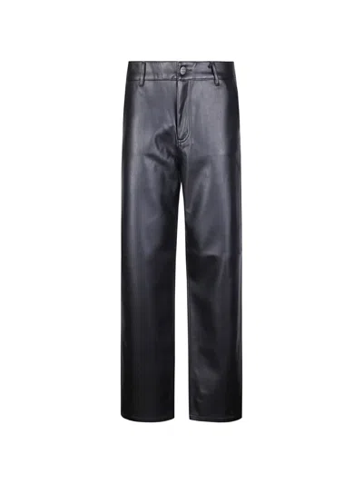 Carhartt Arizona Straight-leg Leather Trousers In Black