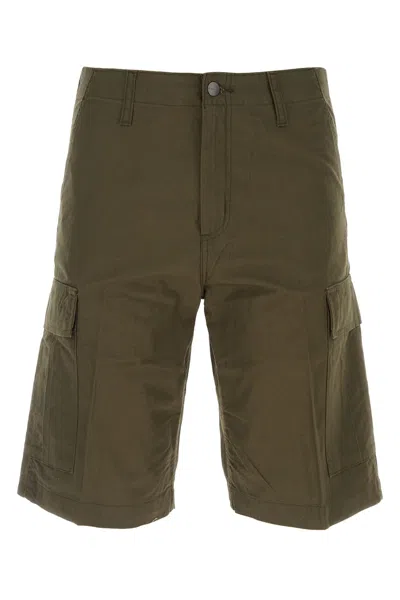 CARHARTT ARMY GREEN COTTON REGULAR CARGO SHORT