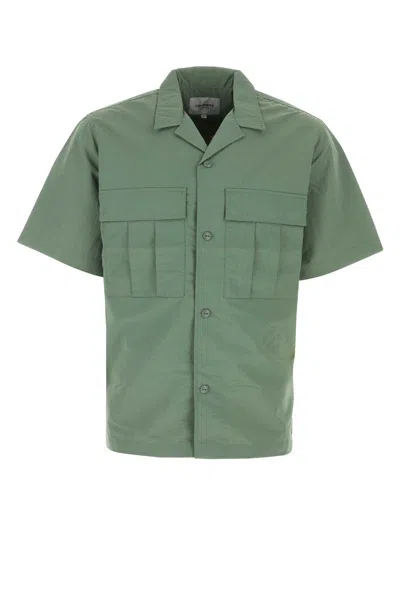 Carhartt Army Green Nylon S/s Evers Shirt In Wall