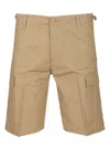 Carhartt Aviation Short Cotton Columbia Ripstop Trousers Beige In Brown