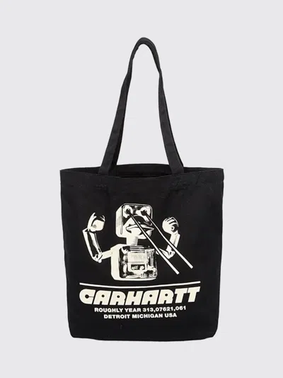 Carhartt Graphic-print Canvas Tote Bag In Black