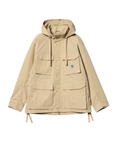 Carhartt Balto Logo-patch Hooded Jacket In Nude