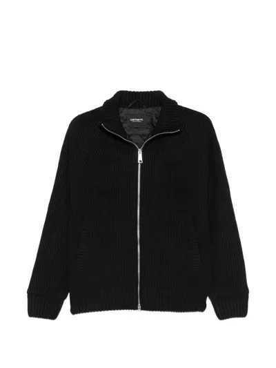 Carhartt Banley Ribbed-knit Raglan-sleeve Jacket In Black