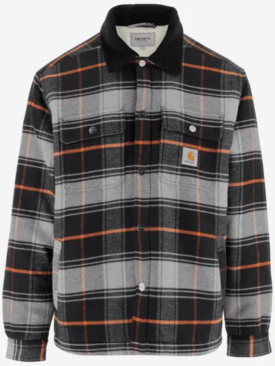 Carhartt Baris Cotton Twill Shirt With Plaid Pattern In Grey