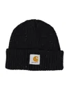 Carhartt Anglistic Ribbed Beanie In Black