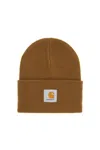 Carhartt Beanie Hat With Logo Patch In Hamiltonbrown