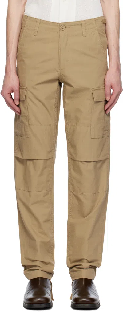 Carhartt Beige Aviation Cargo Pants In 8y02 Leather Rinsed