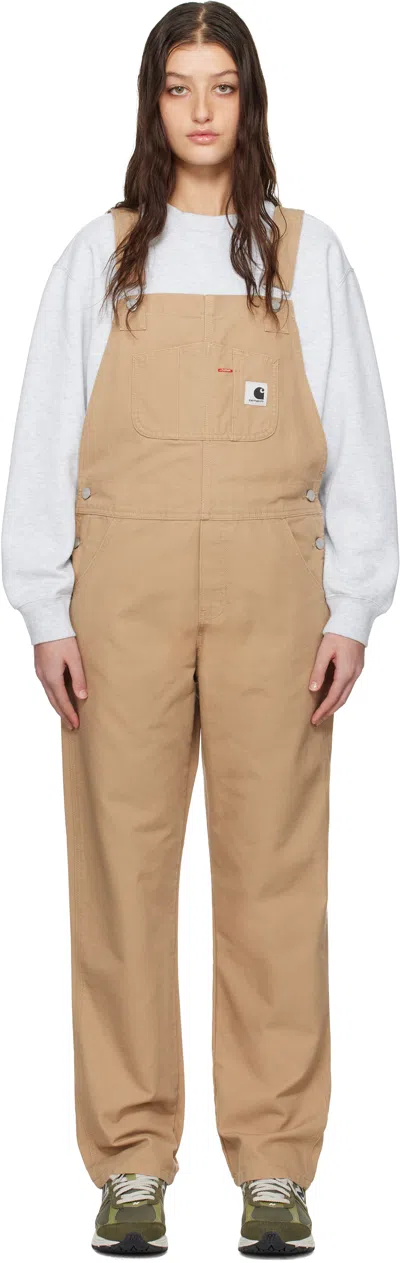 Carhartt Straight Fit Overall Adjustable Straps In Beige