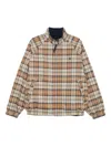 Carhartt Beige Blue Plaid Reversible Zip-up Jacket In Brown